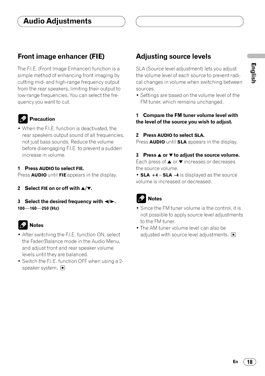 Pioneer KEH-P4020 operation manual Front image enhancer FIE, Adjusting source levels 