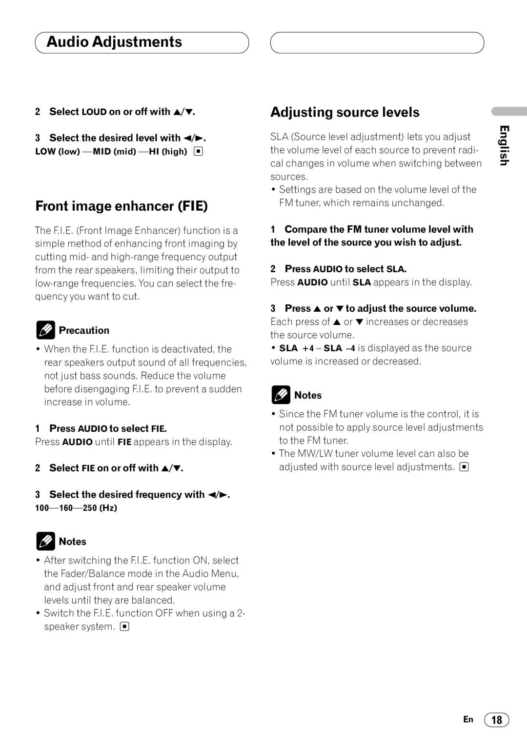 Pioneer KEH-P4023R, KEH-P4020R operation manual Front image enhancer FIE, Adjusting source levels 