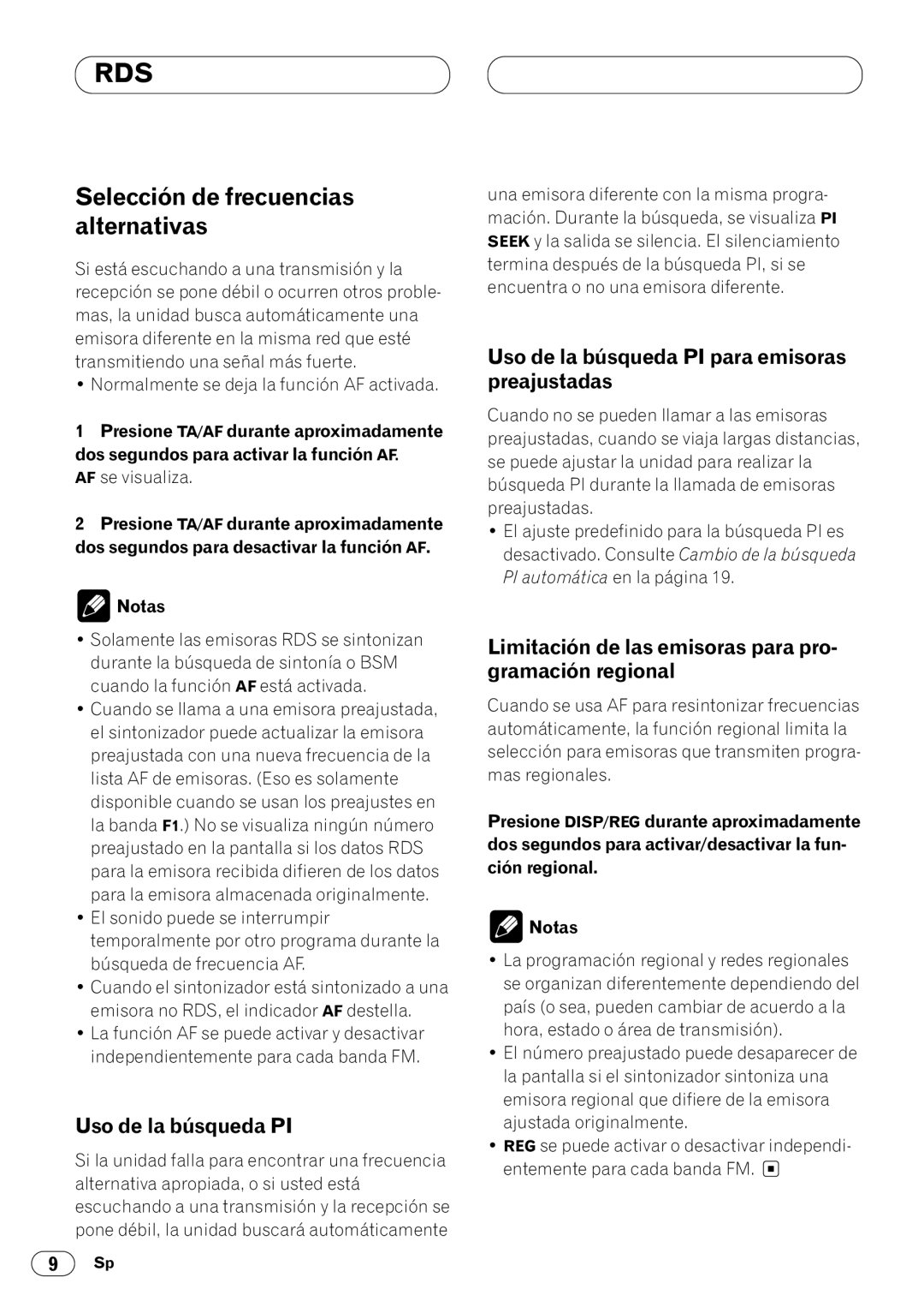 Pioneer KEH-P4020R, KEH-P4023R operation manual Selección de frecuencias alternativas, Uso de la búsqueda PI 