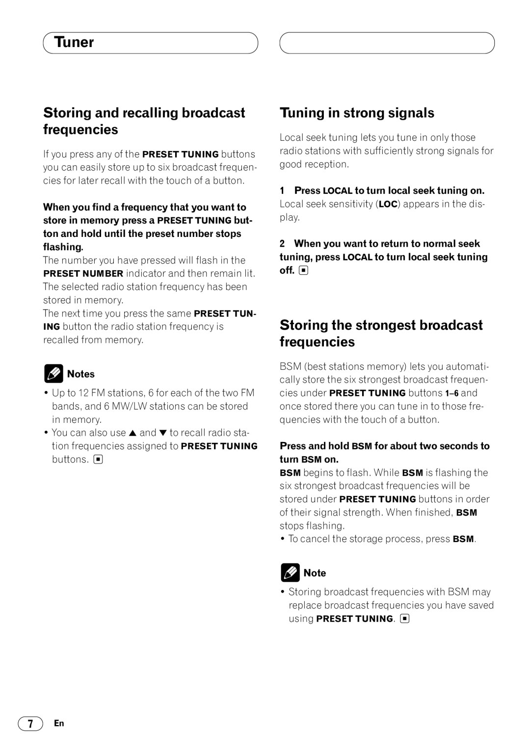 Pioneer KEH-P4020R, KEH-P4023R operation manual Storing and recalling broadcast frequencies, Tuning in strong signals 
