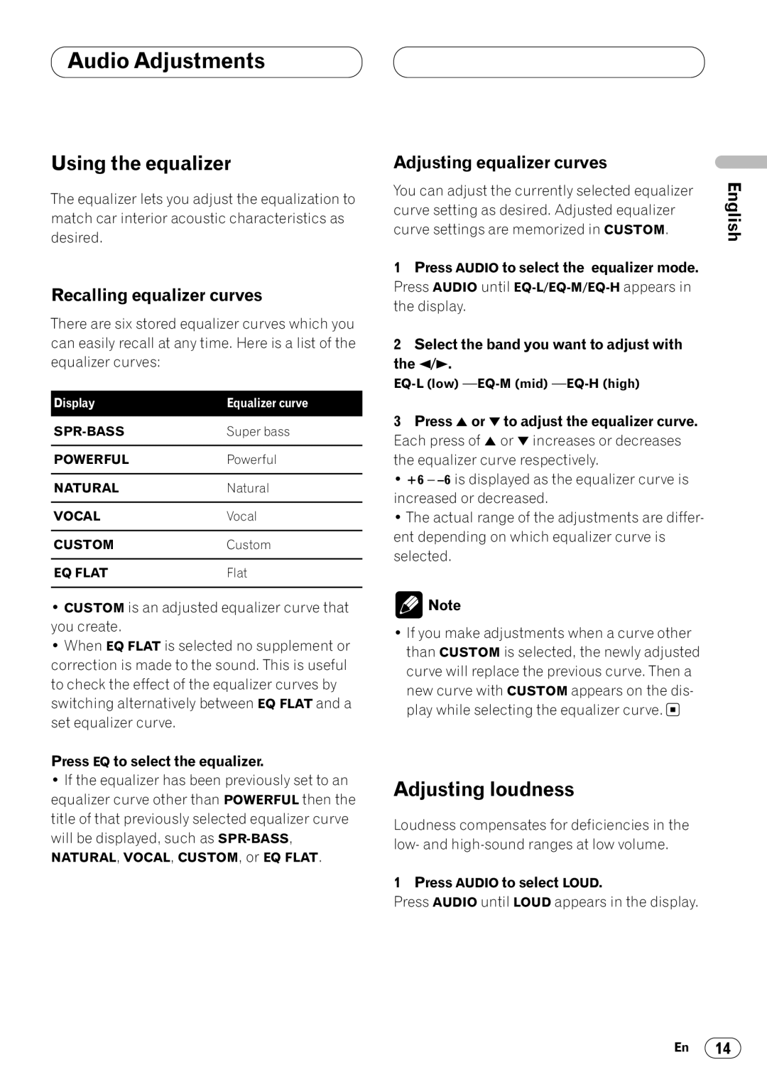 Pioneer KEH-P4025 operation manual Using the equalizer, Adjusting loudness 