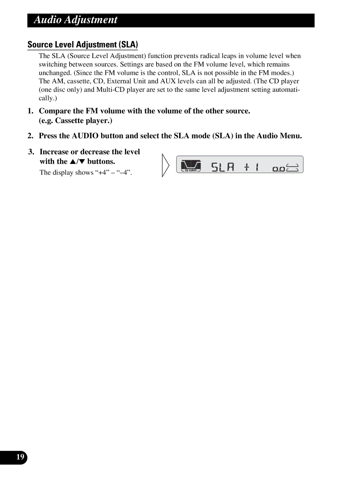 Pioneer KEH-P4950 operation manual Source Level Adjustment SLA 