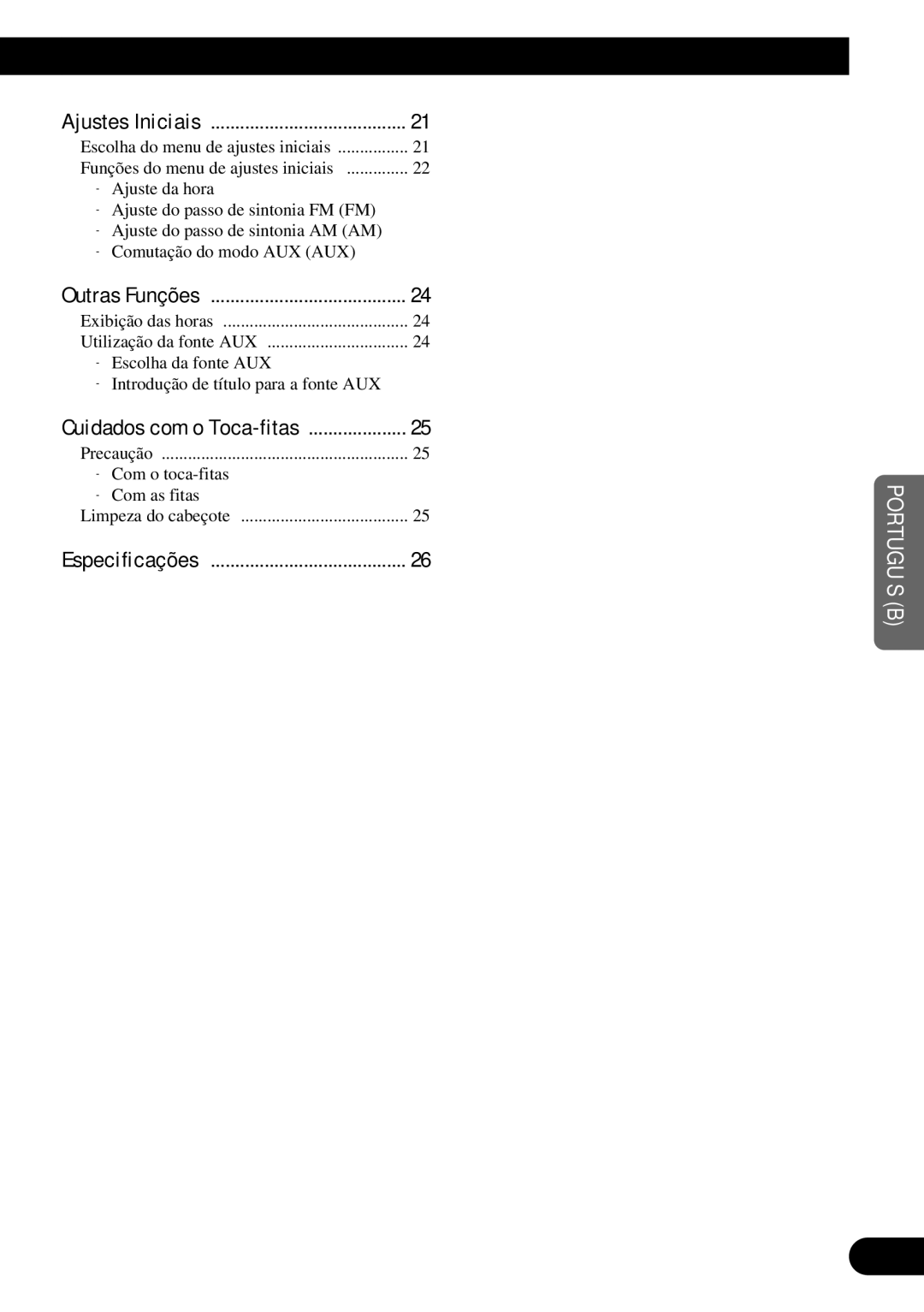 Pioneer KEH-P4950 operation manual Especificações 