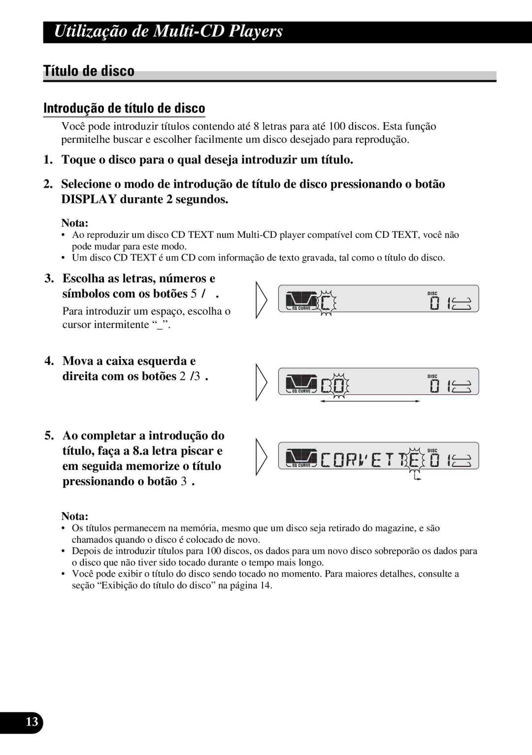 Pioneer KEH-P4950 operation manual Introdução de título de disco, Escolha as letras, números e Símbolos com os botões 