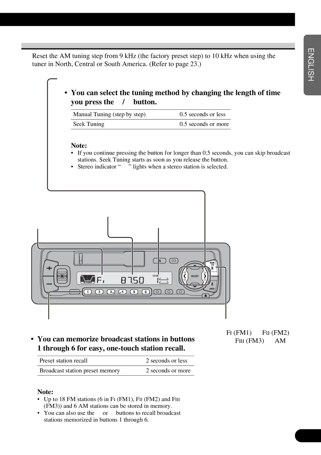 Pioneer KEH-P4950 Basic Operation of Tuner, Manual and Seek Tuning, Frequency Indicator Band Indicator, Preset Tuning 