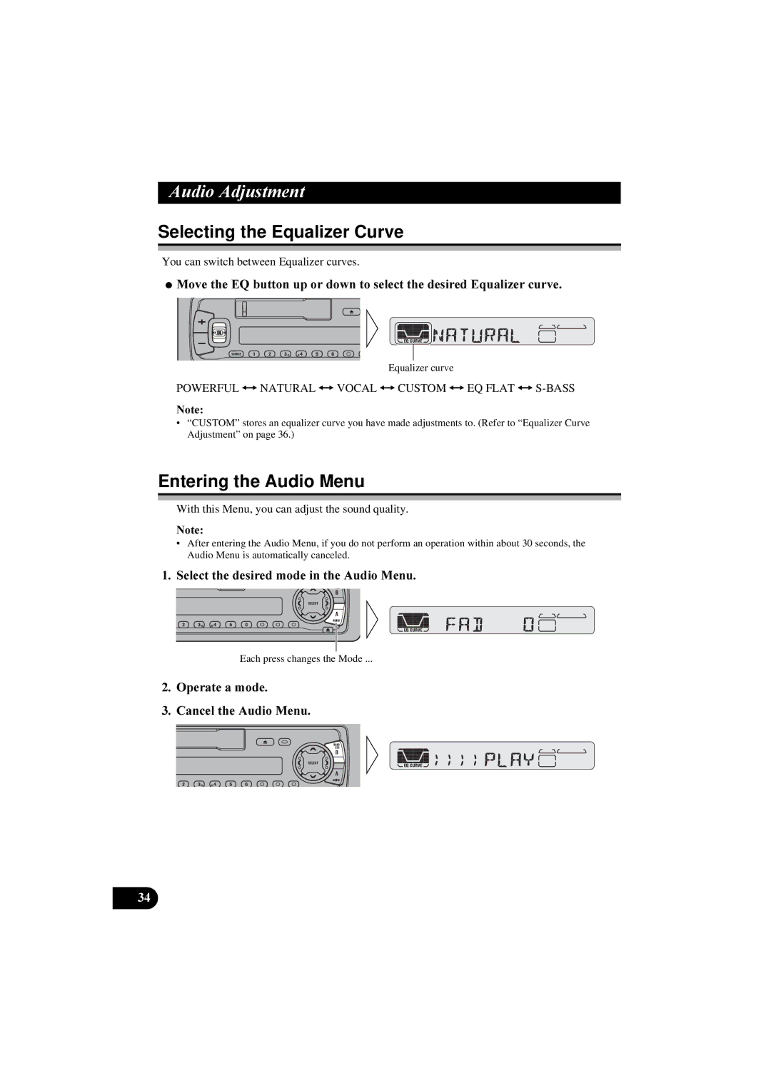 Pioneer KEH-P5900R manual $Xglr$Gmxvwphqw, Selecting the Equalizer Curve, Entering the Audio Menu 