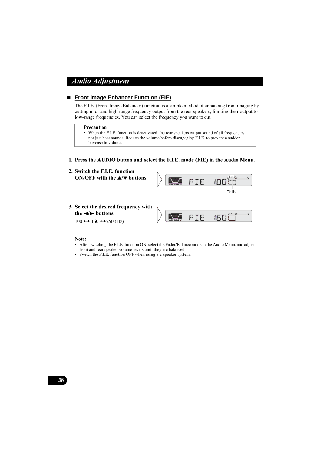 Pioneer KEH-P5900R manual Front Image Enhancer Function FIE, 3UHFDXWLRQ 