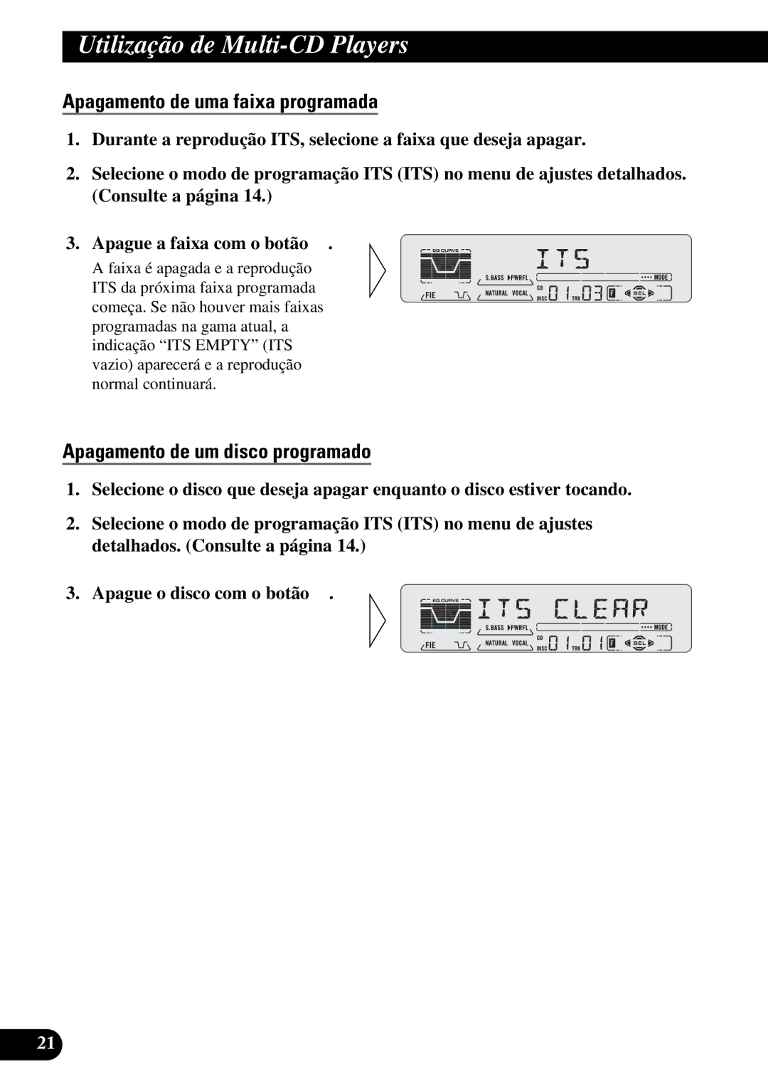 Pioneer KEH-P5950 operation manual Apagamento de uma faixa programada, Apagamento de um disco programado 