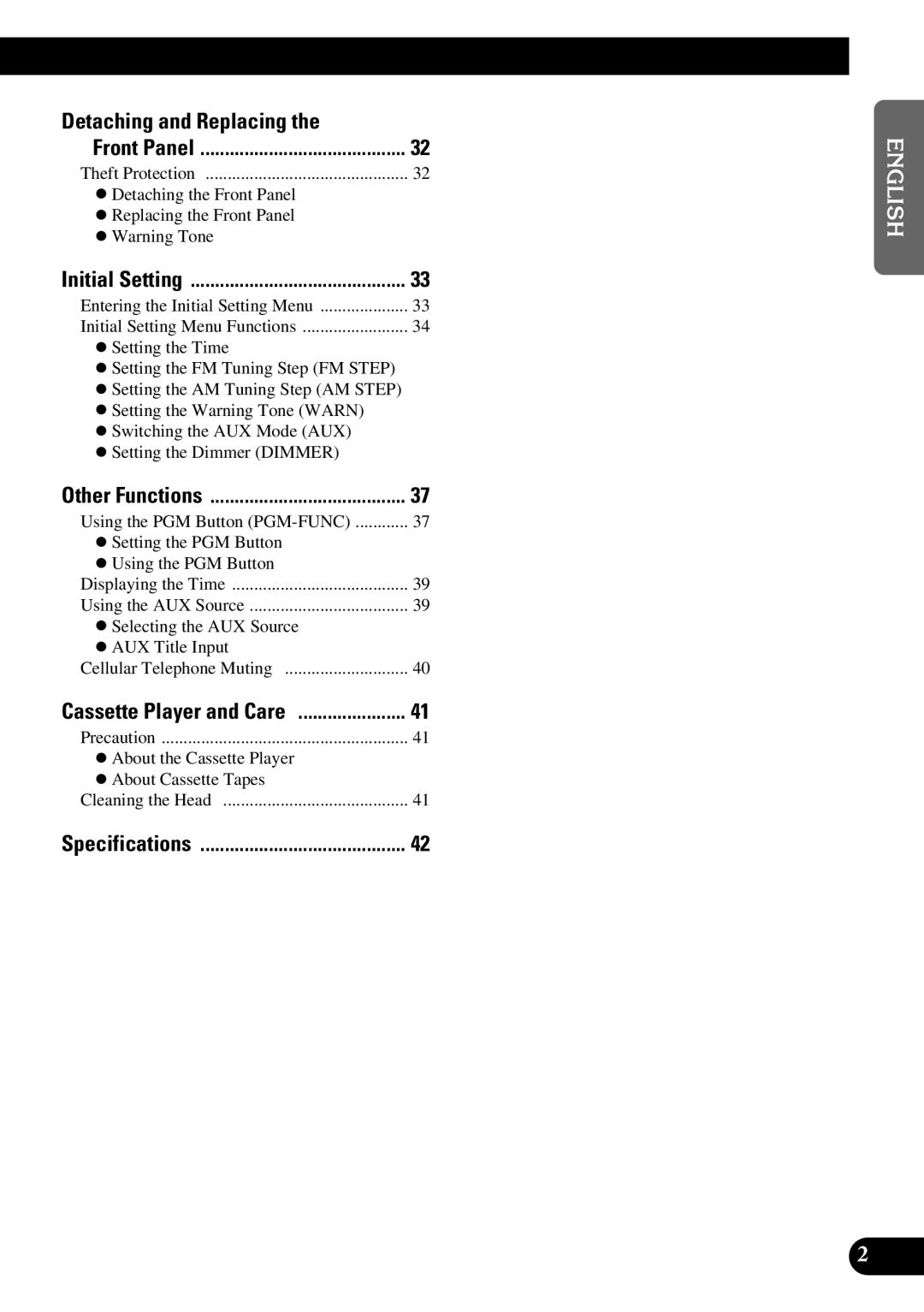 Pioneer KEH-P5950 operation manual Detaching and Replacing, Initial Setting 