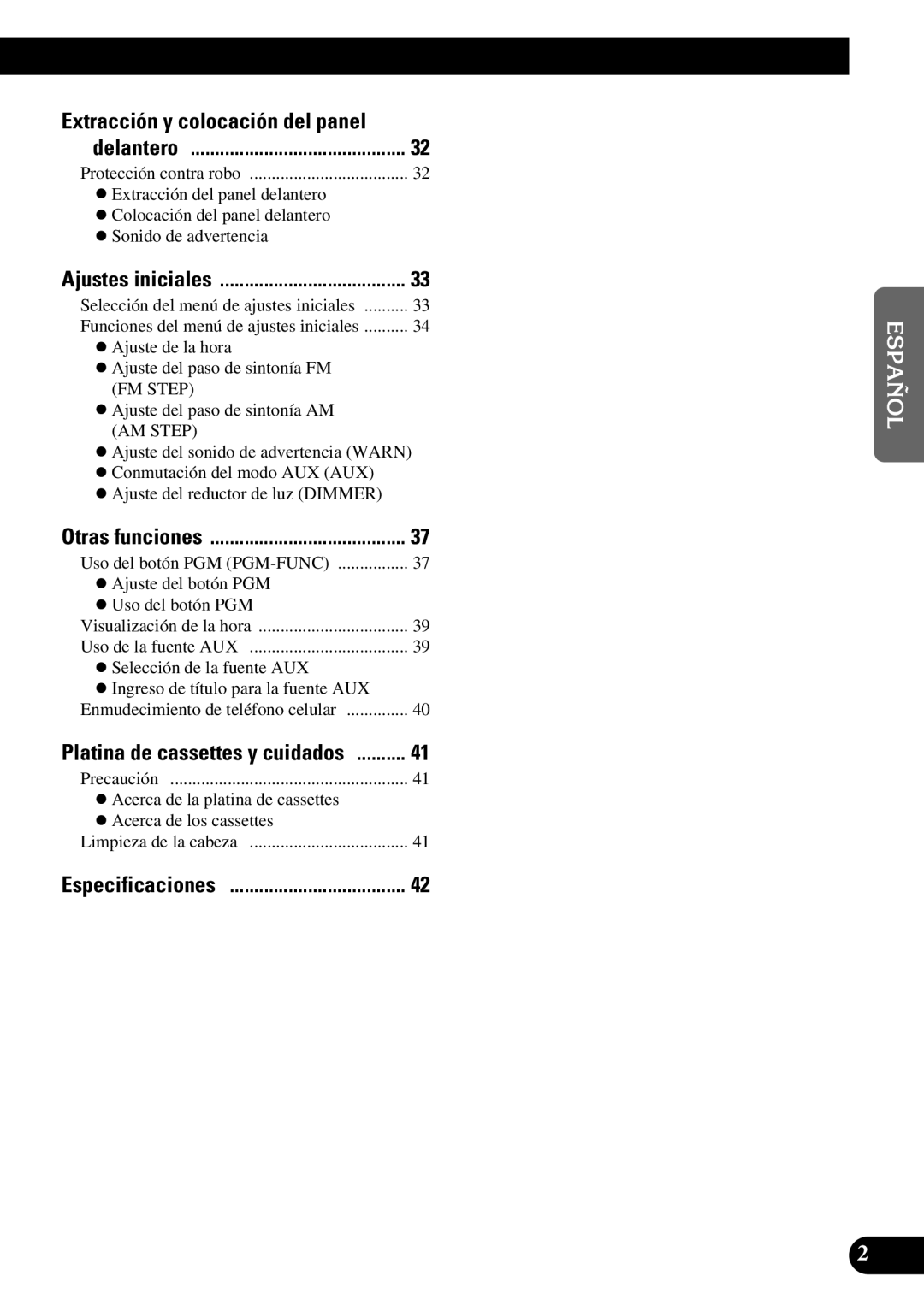 Pioneer KEH-P5950 operation manual Especificaciones 