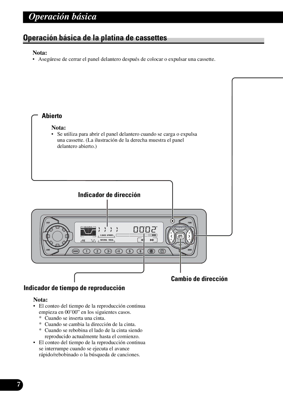 Pioneer KEH-P5950 operation manual Operación básica de la platina de cassettes, Abierto 