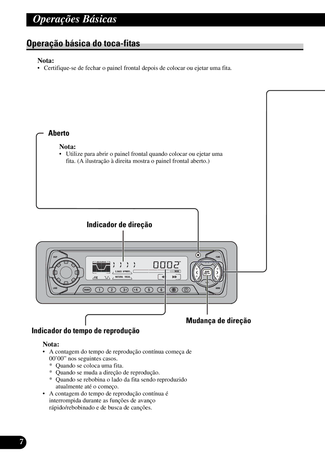 Pioneer KEH-P5950 operation manual Operação básica do toca-fitas, Aberto 