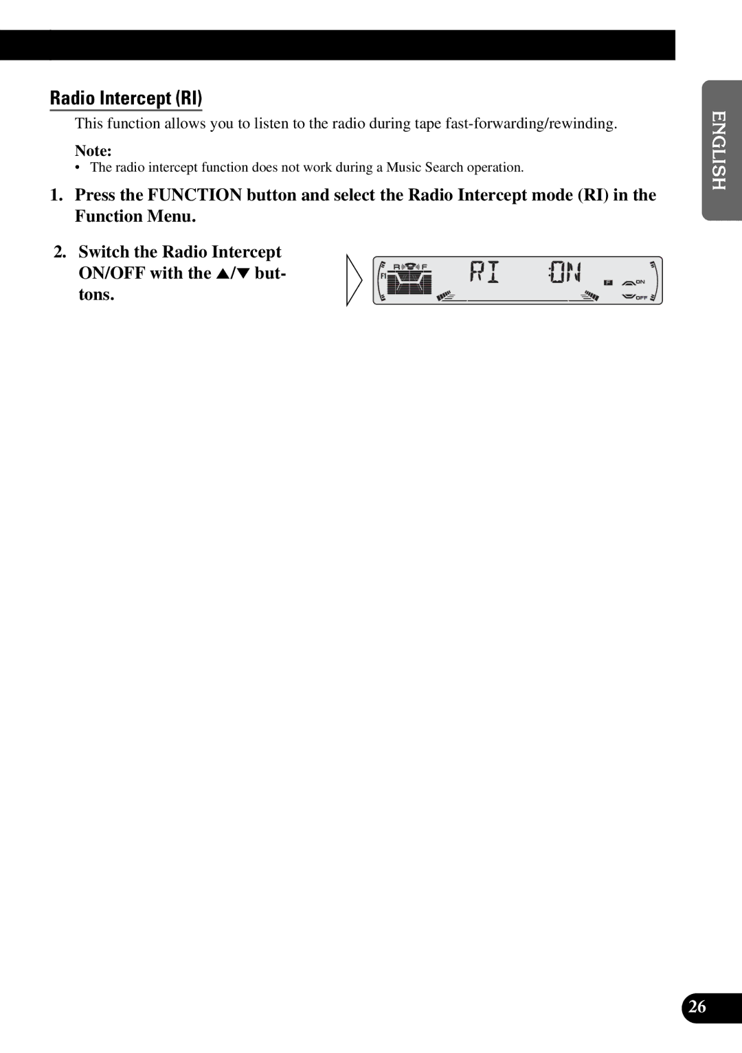 Pioneer KEH-P6010RB operation manual Radio Intercept RI 