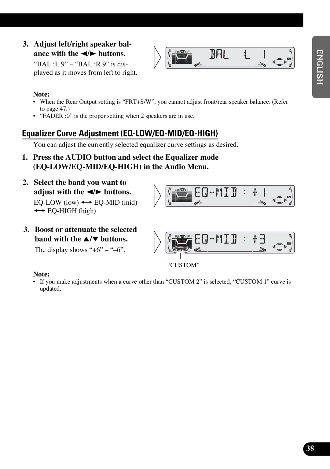 Pioneer KEH-P6010RB operation manual Equalizer Curve Adjustment EQ-LOW/EQ-MID/EQ-HIGH 