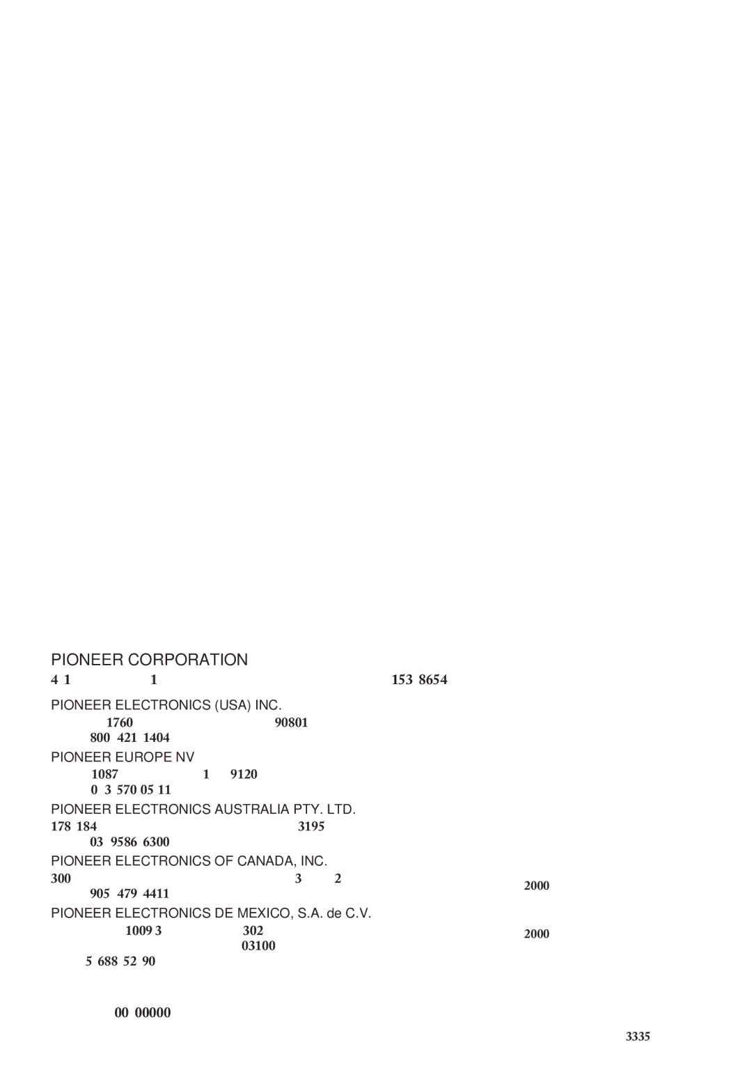 Pioneer KEH-P6011R operation manual Pioneer Corporation 