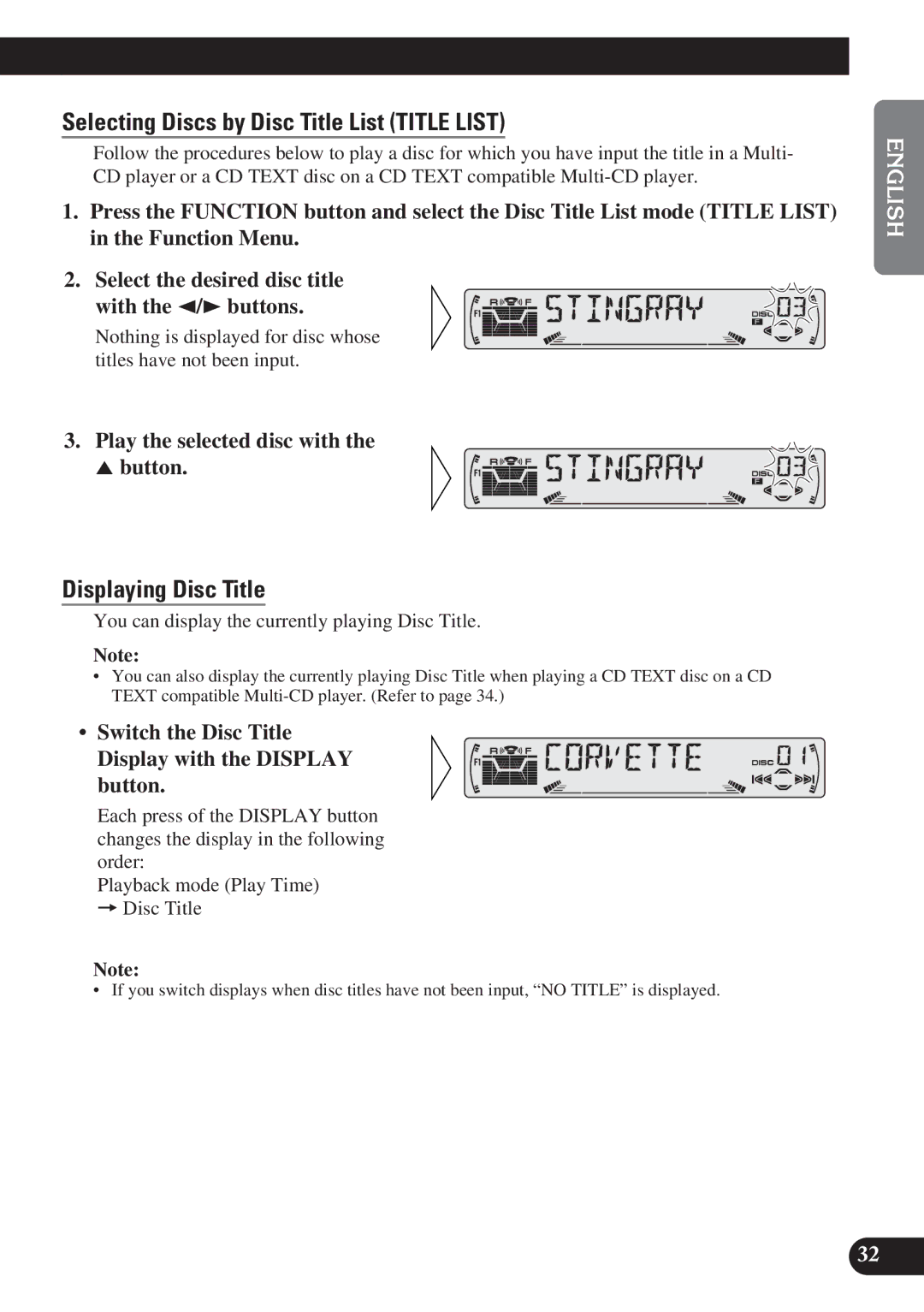 Pioneer KEH-P6011R operation manual Selecting Discs by Disc Title List Title List, Displaying Disc Title 