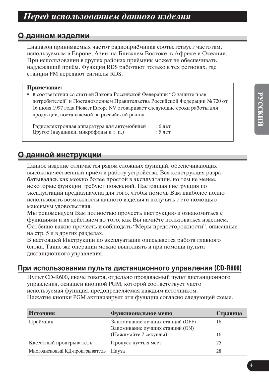 Pioneer KEH-P6011R operation manual ¿ÕàÕÔ ØáßÞÛì×ÞÒÐÝØÕÜ Ôðýýþóþ Ø×ÔÕÛØï, Äàííîì èçäåëèè, Äàííîé èíñòðóêöèè 