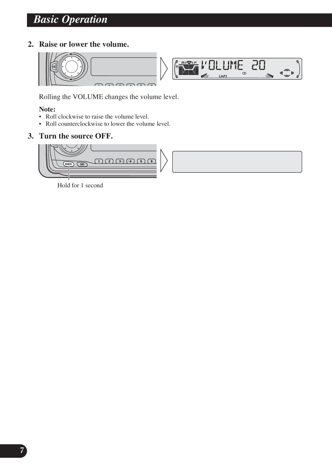 Pioneer KEH-P6011R operation manual Raise or lower the volume, Turn the source OFF 