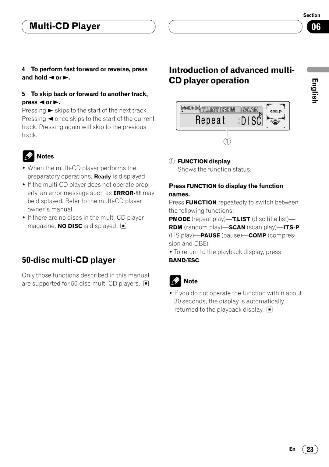 Pioneer KEH-P7020R operation manual Disc multi-CD player, Introduction of advanced multi- CD player operation 