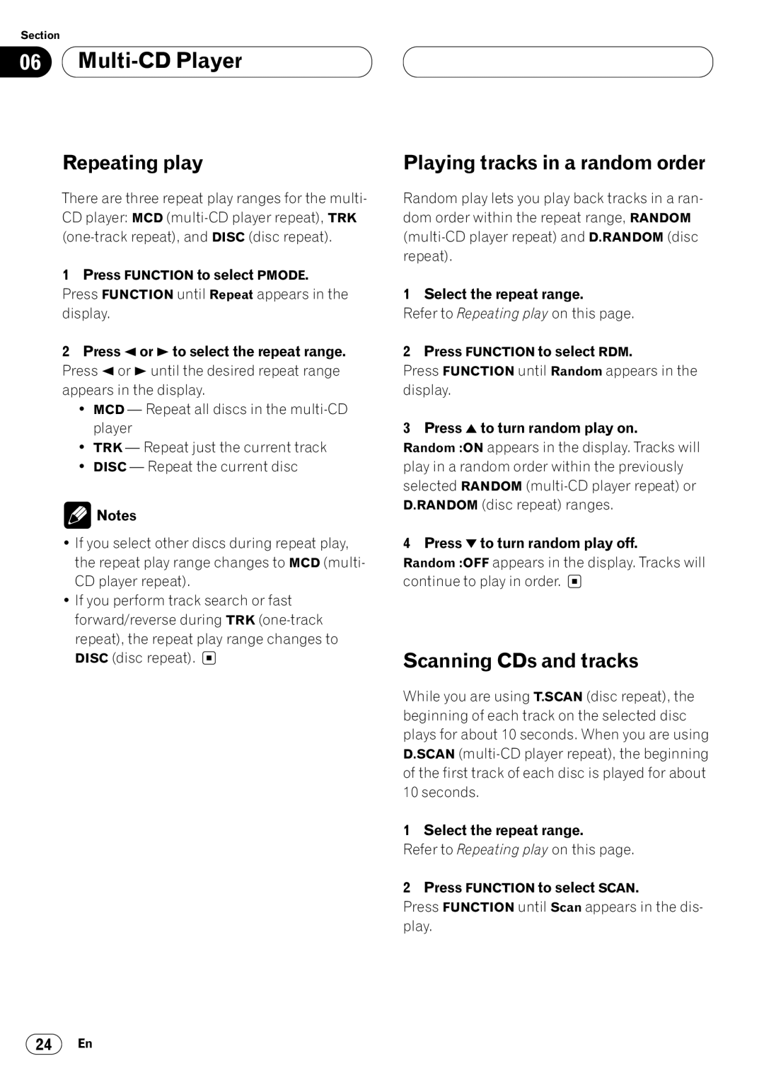 Pioneer KEH-P7020R operation manual Playing tracks in a random order, Scanning CDs and tracks 