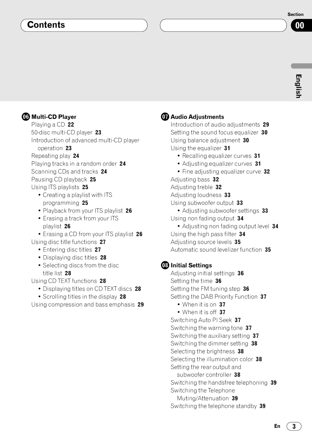 Pioneer KEH-P7020R operation manual English, Multi-CD Player, Audio Adjustments, Initial Settings 