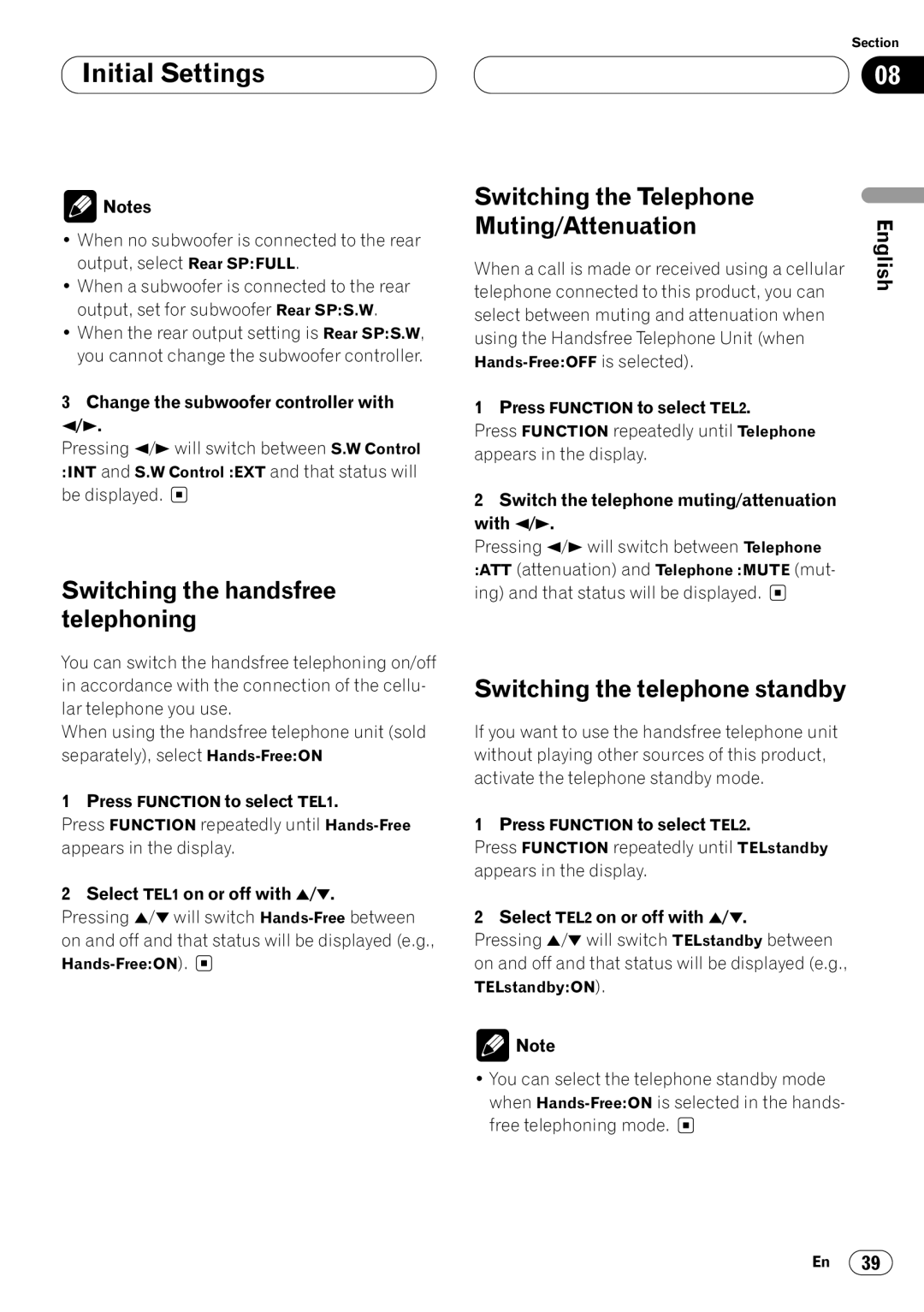 Pioneer KEH-P7020R operation manual Switching the handsfree telephoning, Switching the Telephone Muting/Attenuation 