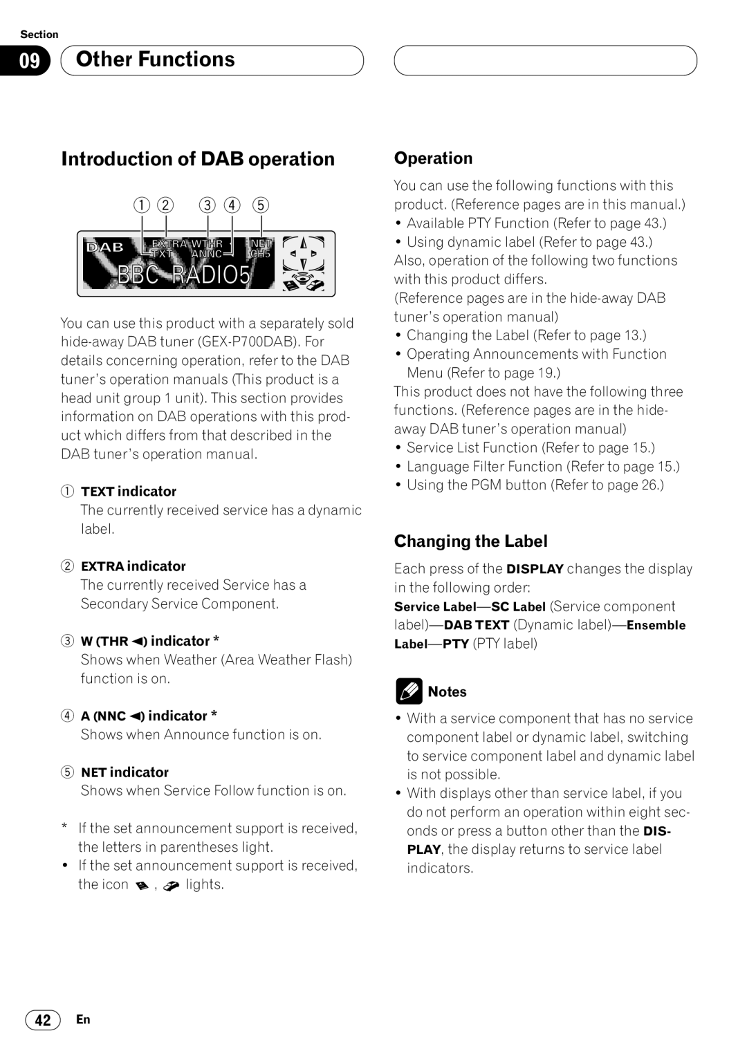 Pioneer KEH-P7020R operation manual Introduction of DAB operation, Operation, Changing the Label 