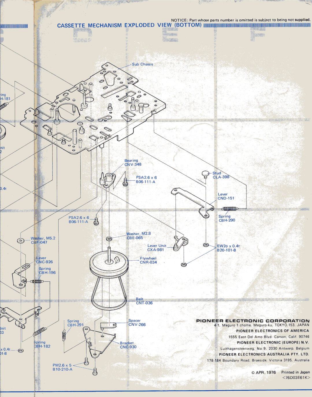 Pioneer KP-212, KP-410A, KP-4000A, KP-4300A, KP-4400A, KP-250, KP-4900A, KP-151, 08118-65707, 08118-65708 manual 