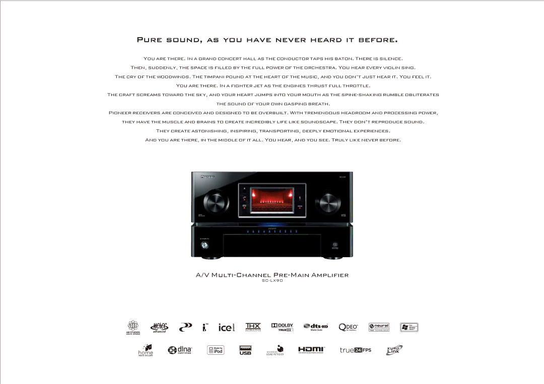 Pioneer KRP-500M, KRP-500P, KRP-600M manual Pure sound, as you have never heard it before, Multi-Channel Pre-Main Amplifier 