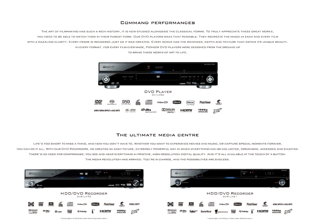 Pioneer KRP-500M, KRP-500P, KRP-600M, KRP-500A Command performances, Ultimate media centre, DVD Player, HDD/DVD Recorder 