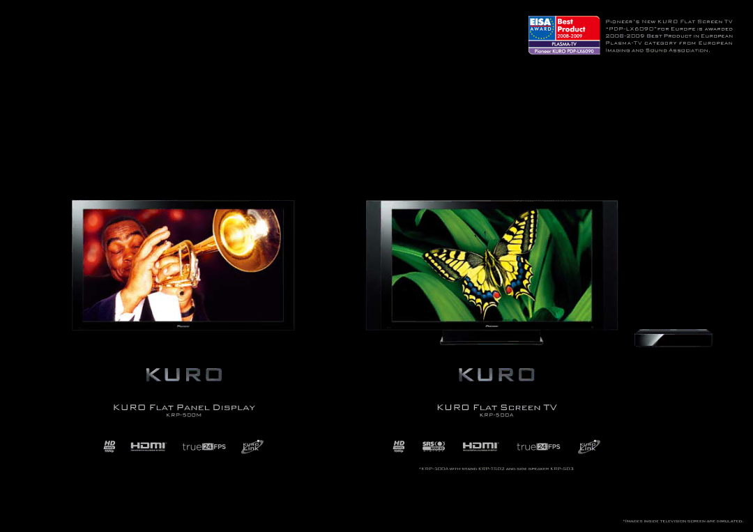 Pioneer KRP-500A, KRP-500M, KRP-500P, KRP-600M manual Kuro Flat Panel Display Kuro Flat Screen TV 