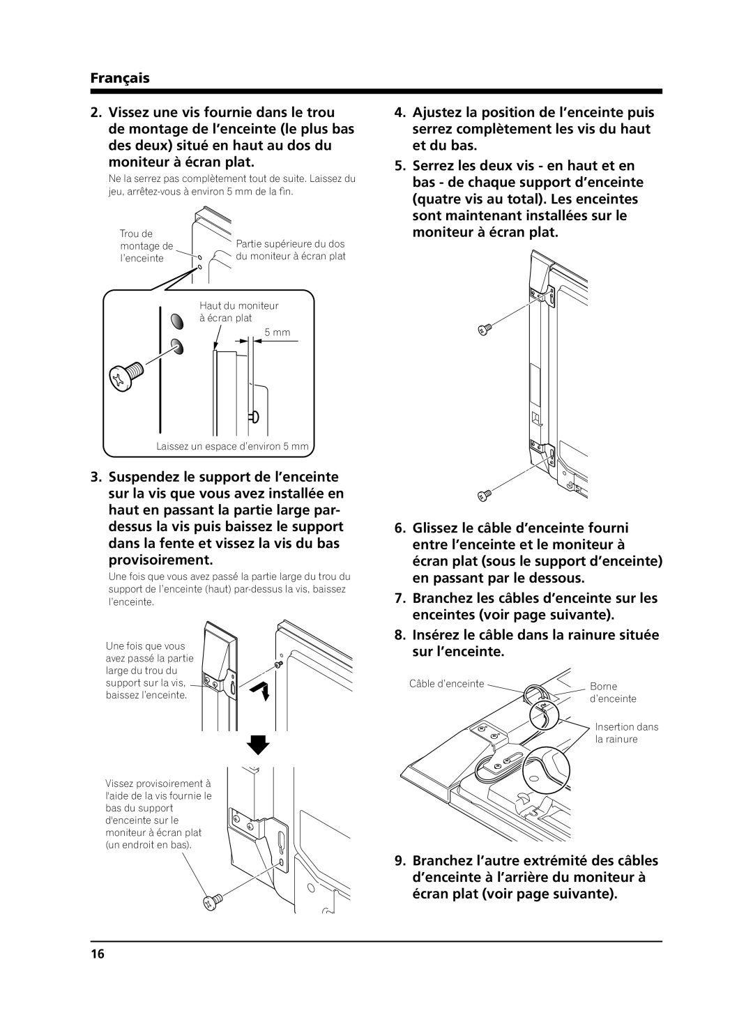 Pioneer KRP-S02 manual Moniteur à écran plat, Provisoirement 