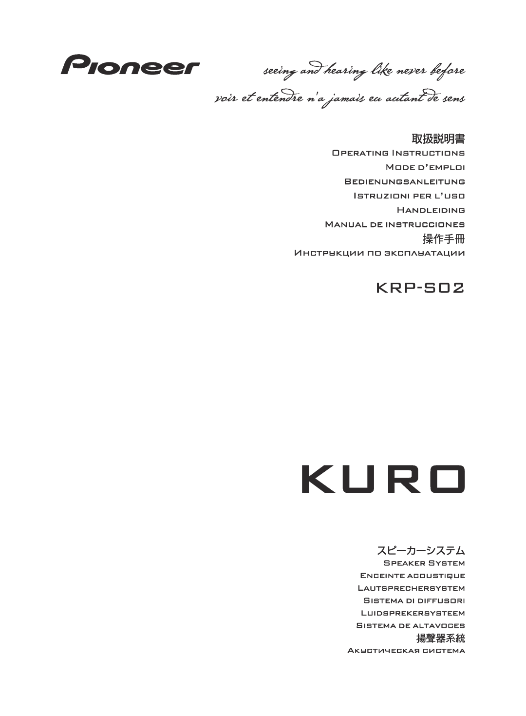 Pioneer KRP-S02 manual 