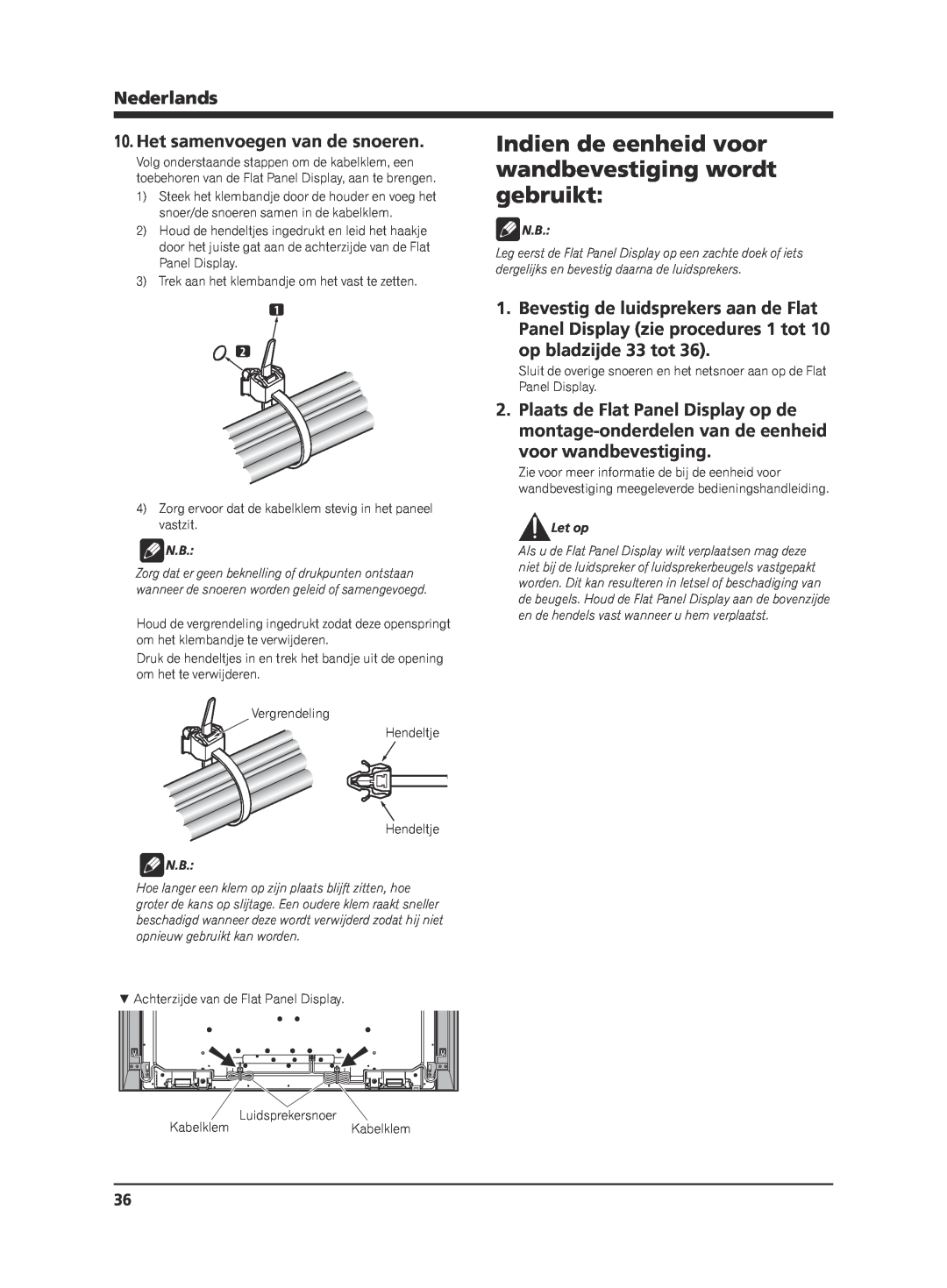 Pioneer KRP-S02 manual Indien de eenheid voor, wandbevestiging wordt, gebruikt, Het samenvoegen van de snoeren, Nederlands 