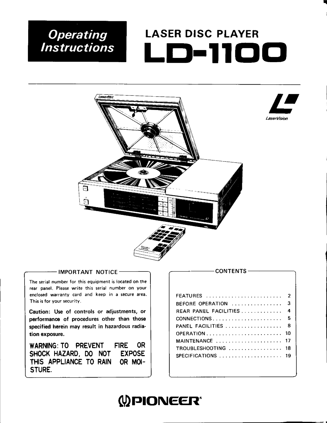 Pioneer LD-1100 manual 