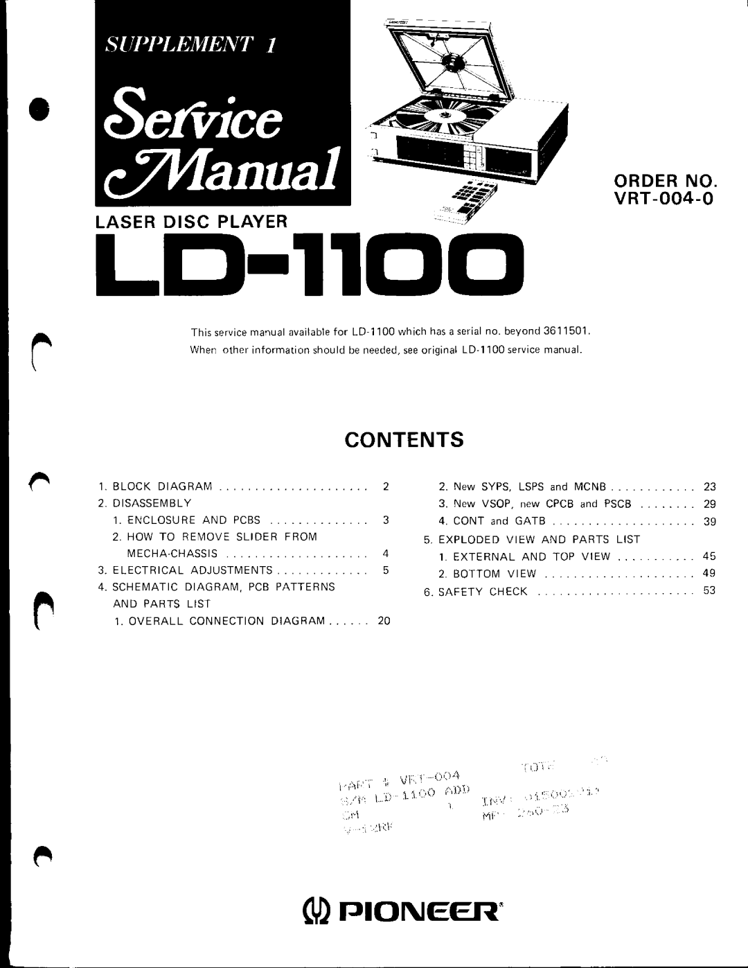 Pioneer LD-1100 manual 