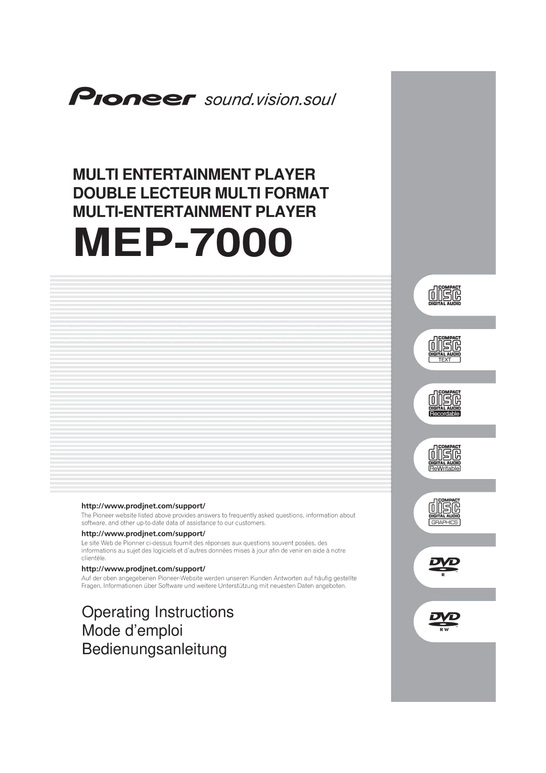 Pioneer MEP-7000 operating instructions 