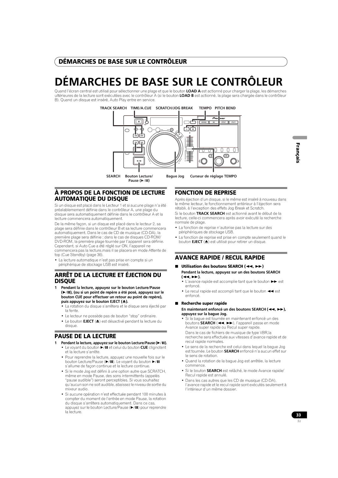 Pioneer MEP-7000 operating instructions Démarches DE Base SUR LE Contrôleur 