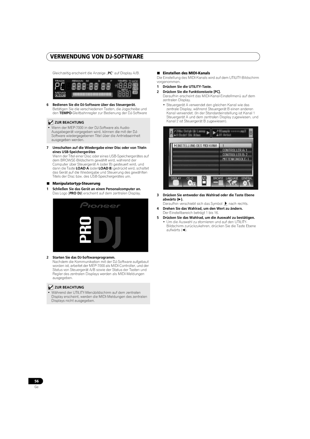 Pioneer MEP-7000 operating instructions  Einstellen des MIDI-Kanals 