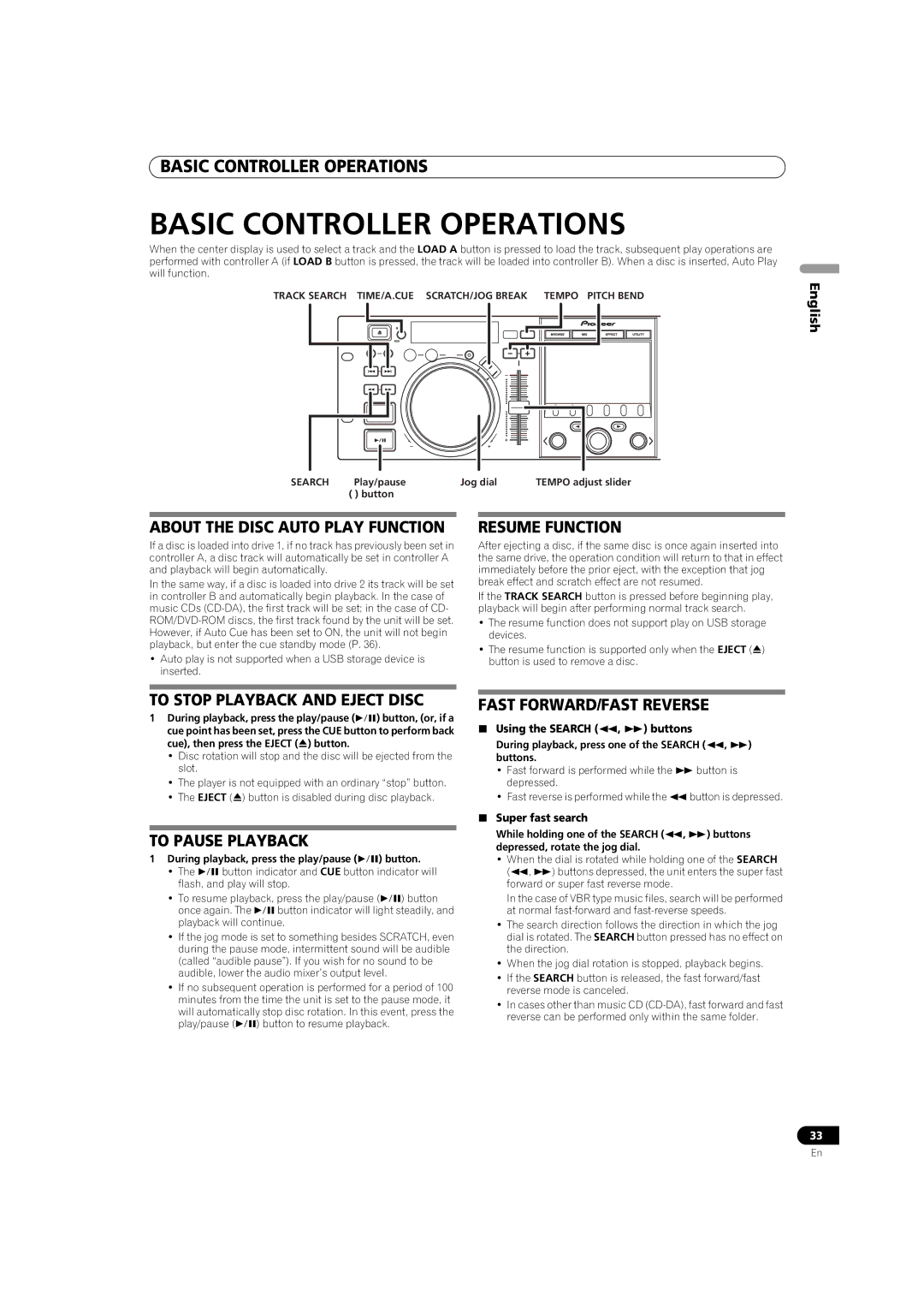 Pioneer MEP-7000 operating instructions Basic Controller Operations 