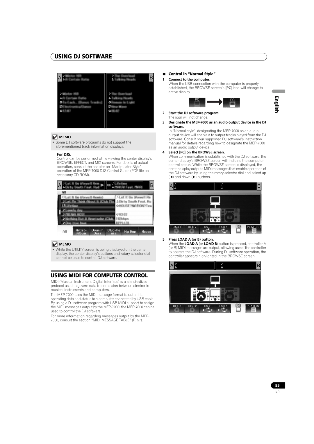 Pioneer MEP-7000 operating instructions Using Midi for Computer Control 