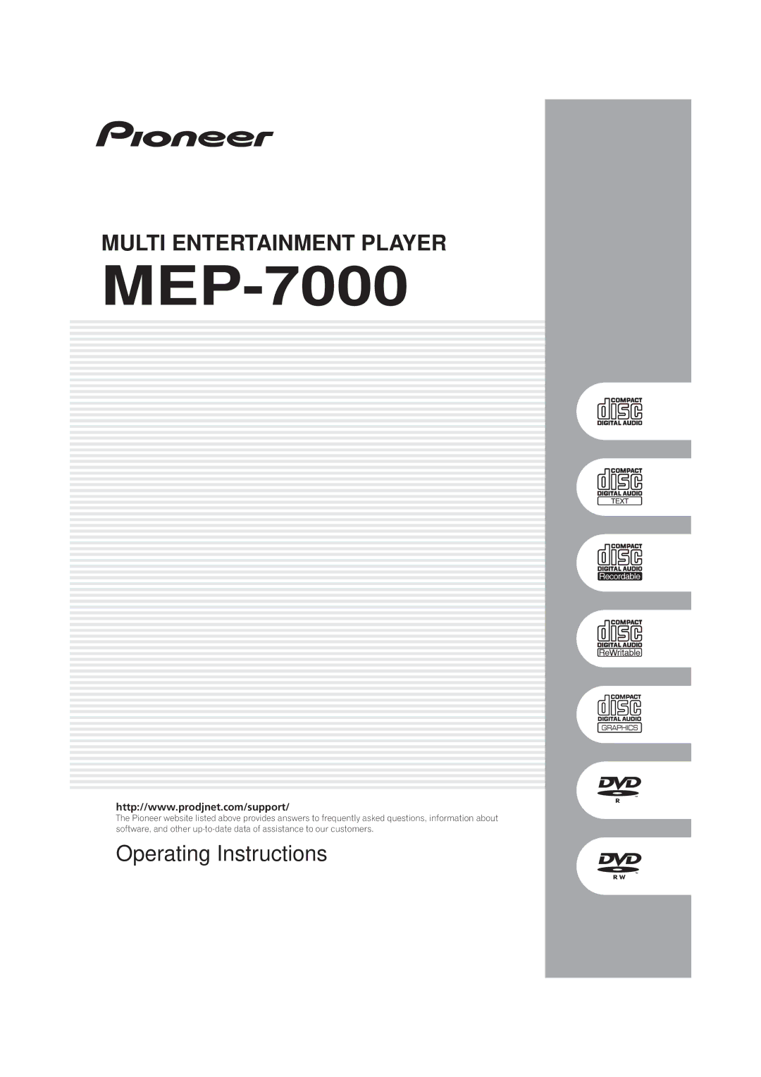 Pioneer MEP-7000 operating instructions 