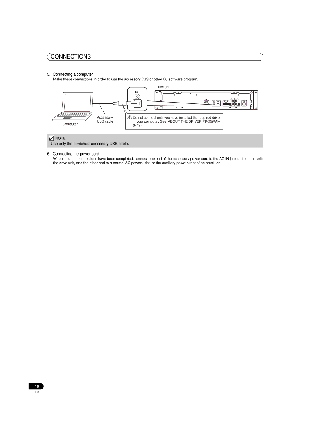 Pioneer MEP-7000 operating instructions Connecting a computer, Connecting the power cord 