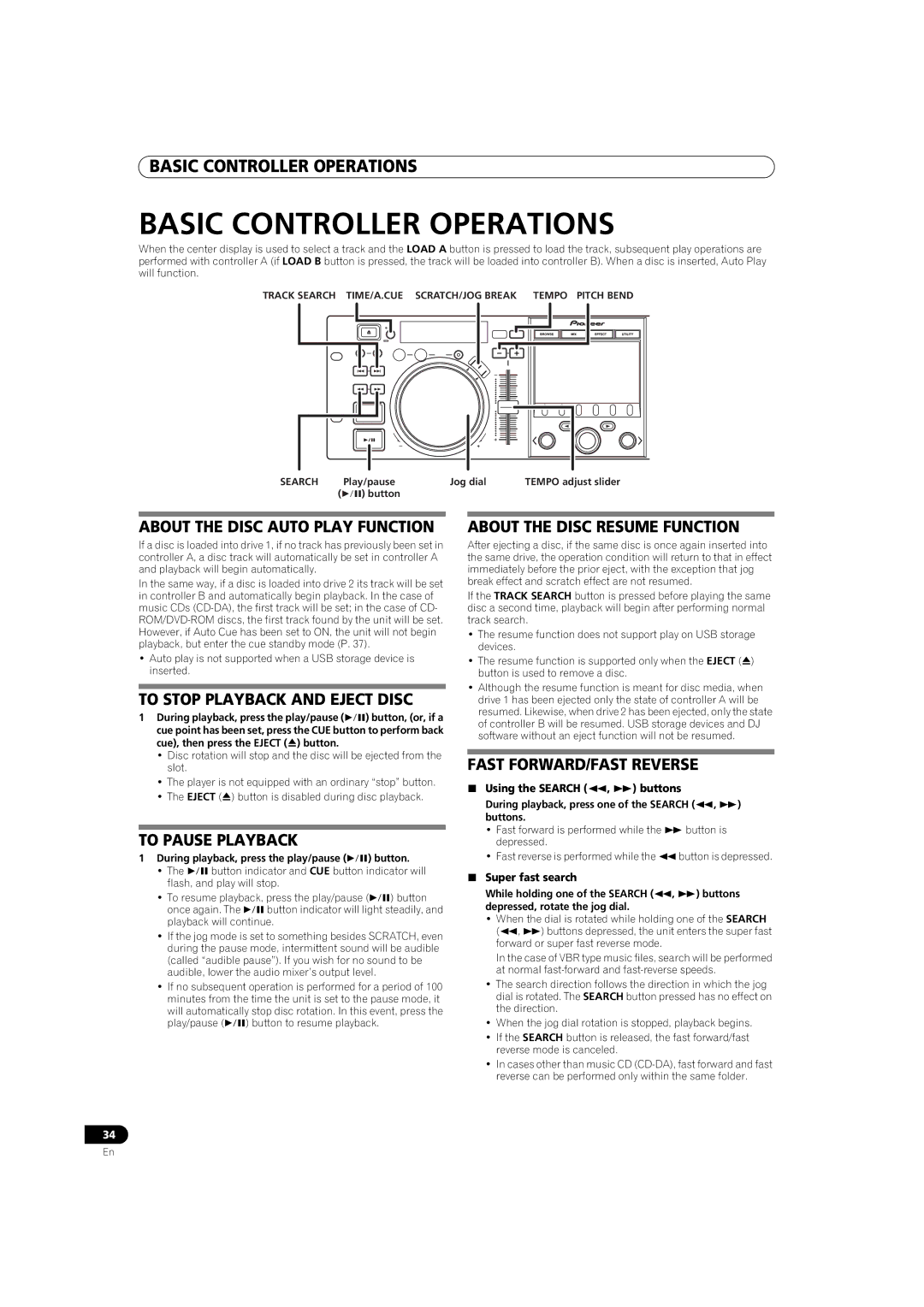 Pioneer MEP-7000 operating instructions Basic Controller Operations 