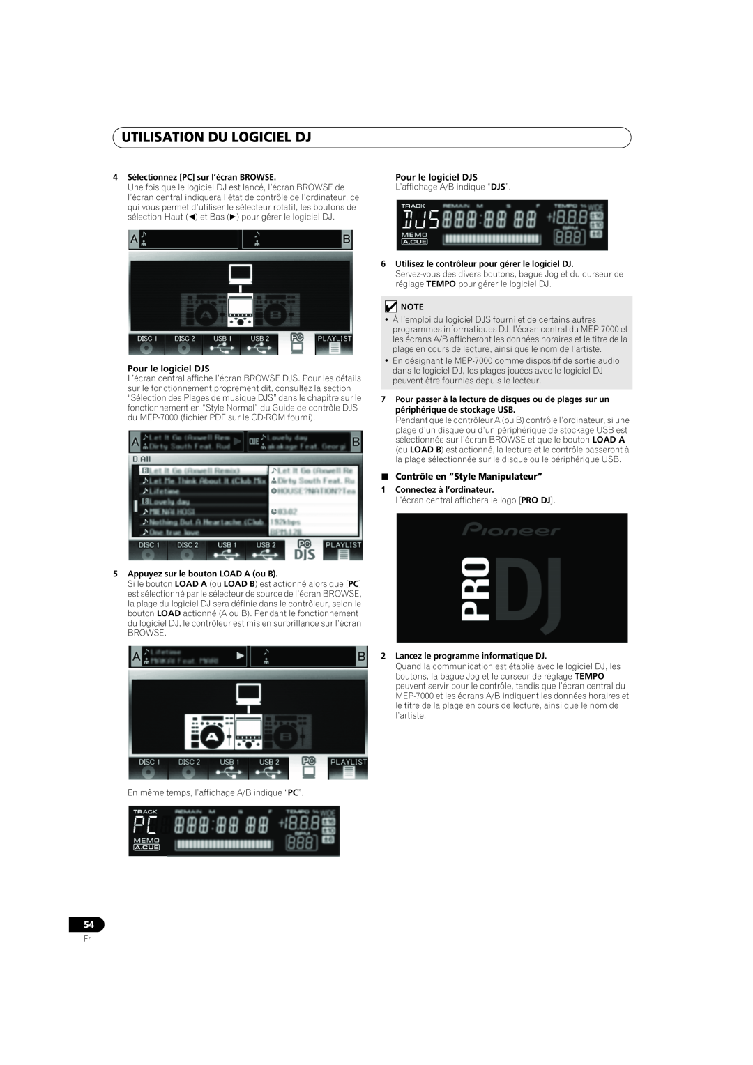 Pioneer MEP-7000 operating instructions Utilisation Du Logiciel Dj, Pour le logiciel DJS, Contrôle en “Style Manipulateur” 