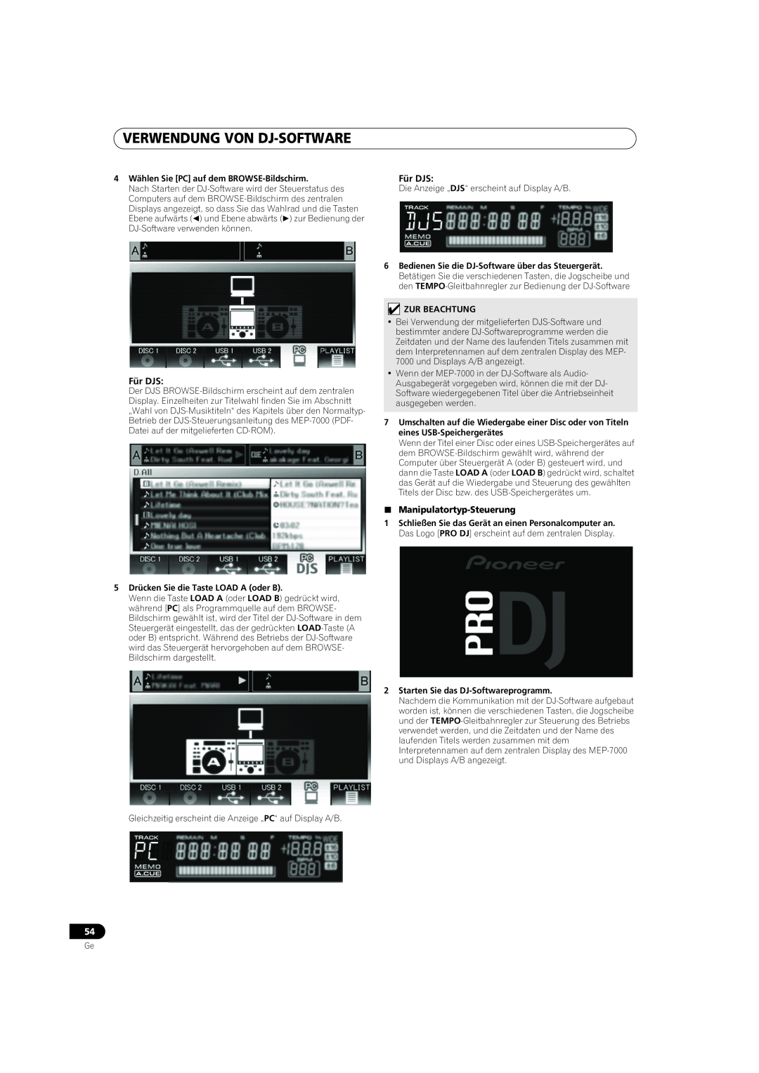 Pioneer MEP-7000 Verwendung Von Dj-Software, Für DJS, Manipulatortyp-Steuerung, 4Wählen Sie PC auf dem BROWSE-Bildschirm 