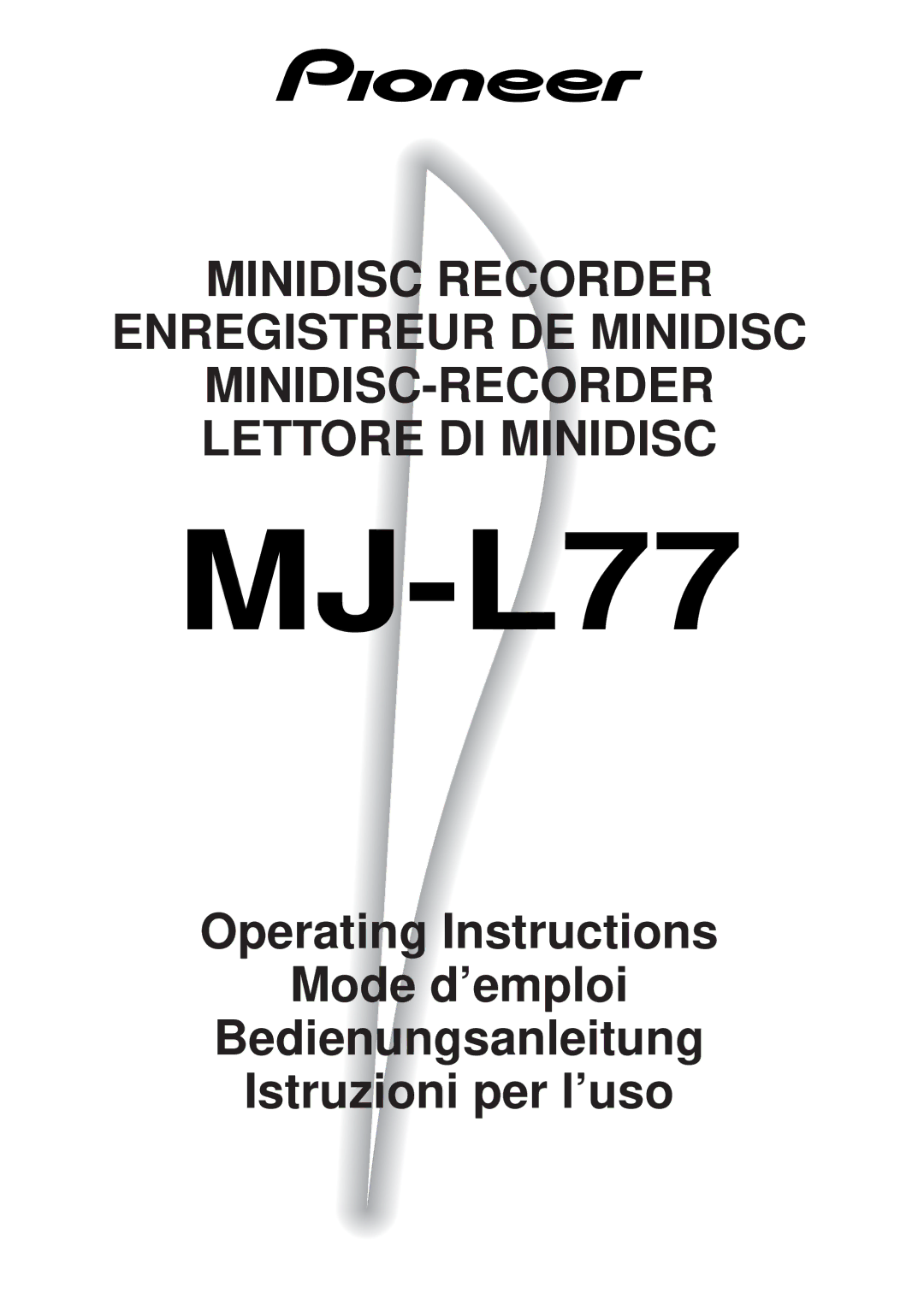 Pioneer MJ-L77 operating instructions 