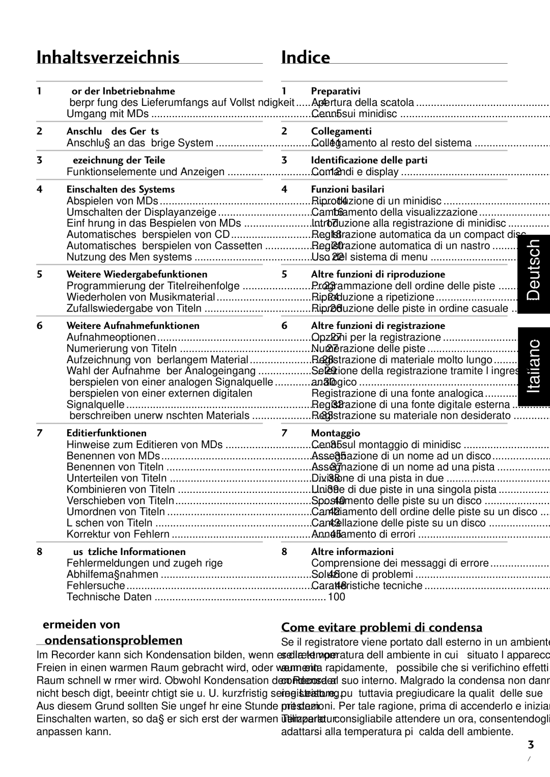 Pioneer MJ-L77 operating instructions Inhaltsverzeichnis, Indice 