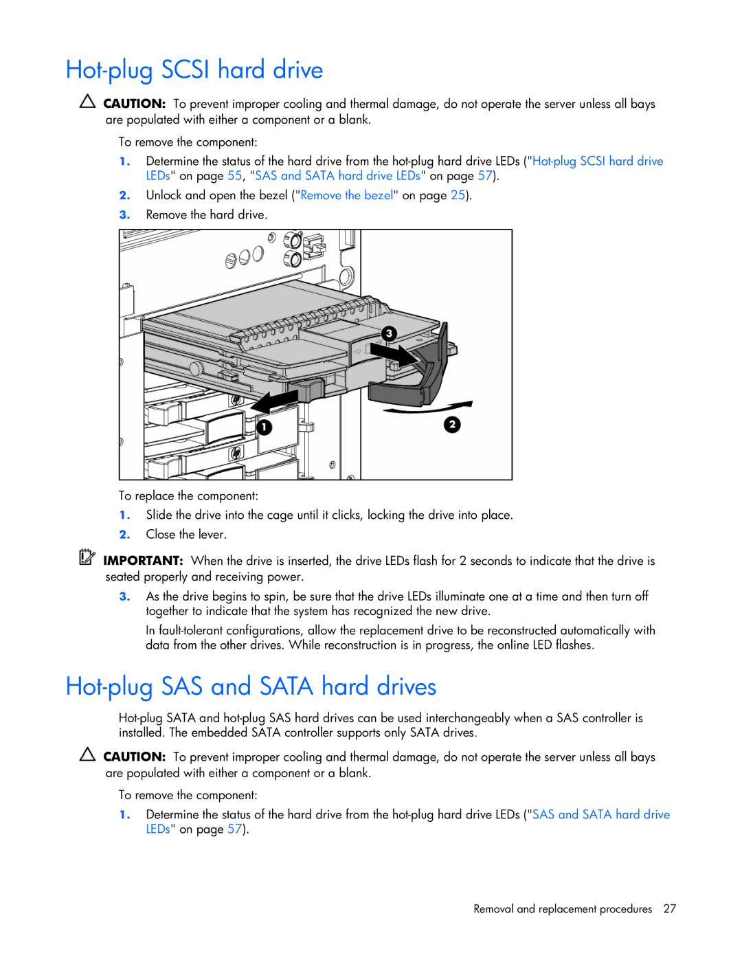 Pioneer ML310 manual Hot-plug Scsi hard drive, Hot-plug SAS and Sata hard drives 