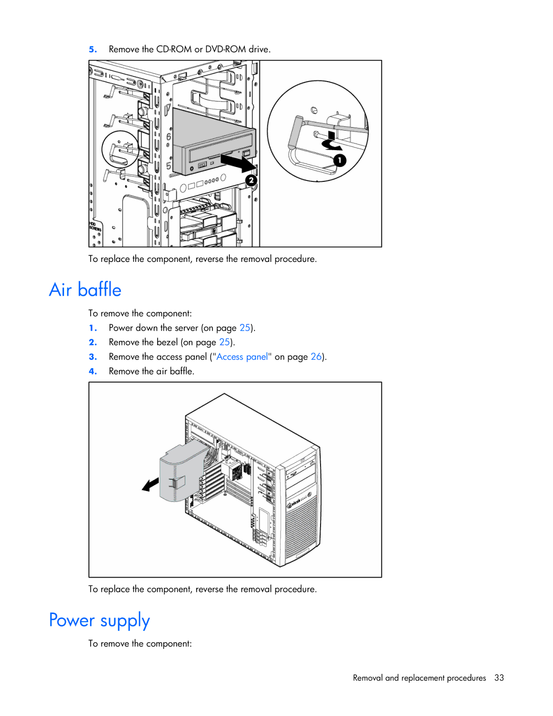 Pioneer ML310 manual Air baffle, Power supply 